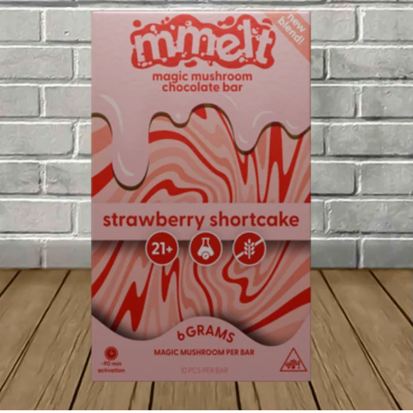 mmelt magic mushroom chocolate bar 6g strawberry shortcake flavor mmelt magic mushroom chocolate bar 6g strawberry shortcake flavor